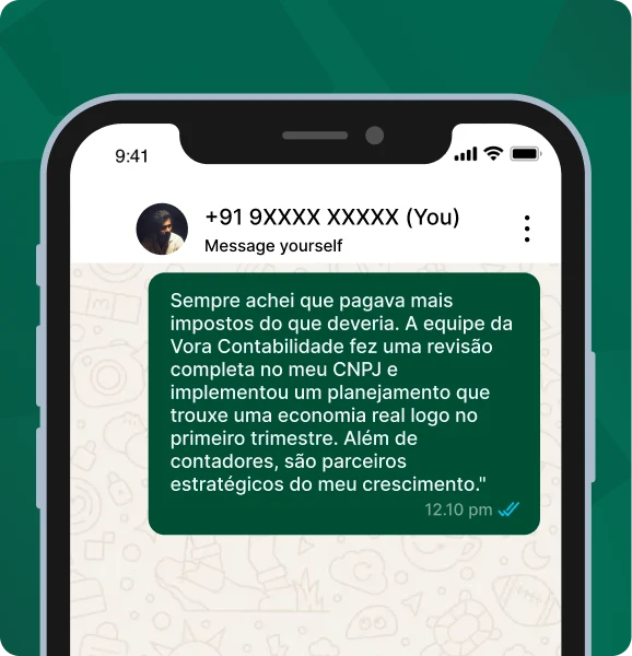 Tela de celular com relatórios financeiros da Vora